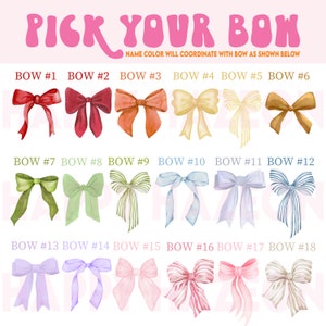 Bow Names Custom Personalized Bow Name Print Wall Art Girly Nursery Wall Decor ...