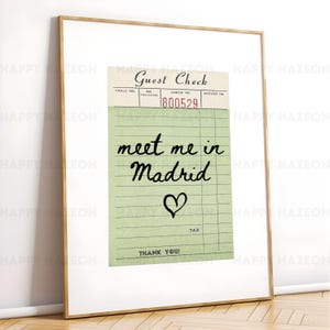 Madrid Guest Check Print Poster Wall Art Madrid Spain Art Minimalist Madrid Art Heart Art Spain Print Madrid Wall Print Digital