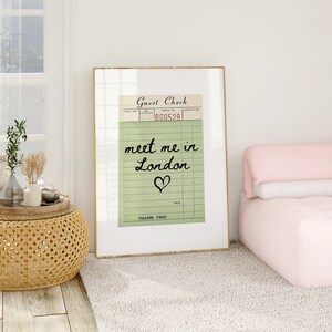 London Guest Check Print Poster Wall Art London England Art Minimalist London Art Heart Art England Print London Wall Art Print Digital image 4