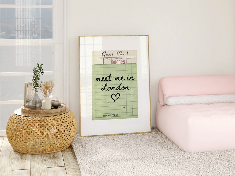 London Guest Check Print Poster Wall Art London England Art Minimalist London Art Heart Art England Print London Wall Art Print Digital image 4
