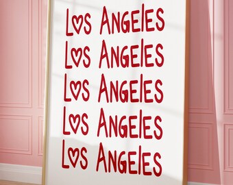 Los Angeles Print Poster Wall Art LA California Art Minimalist LA Art Heart Art Los Angeles Print Los Angeles Wall Art Print Digital Art