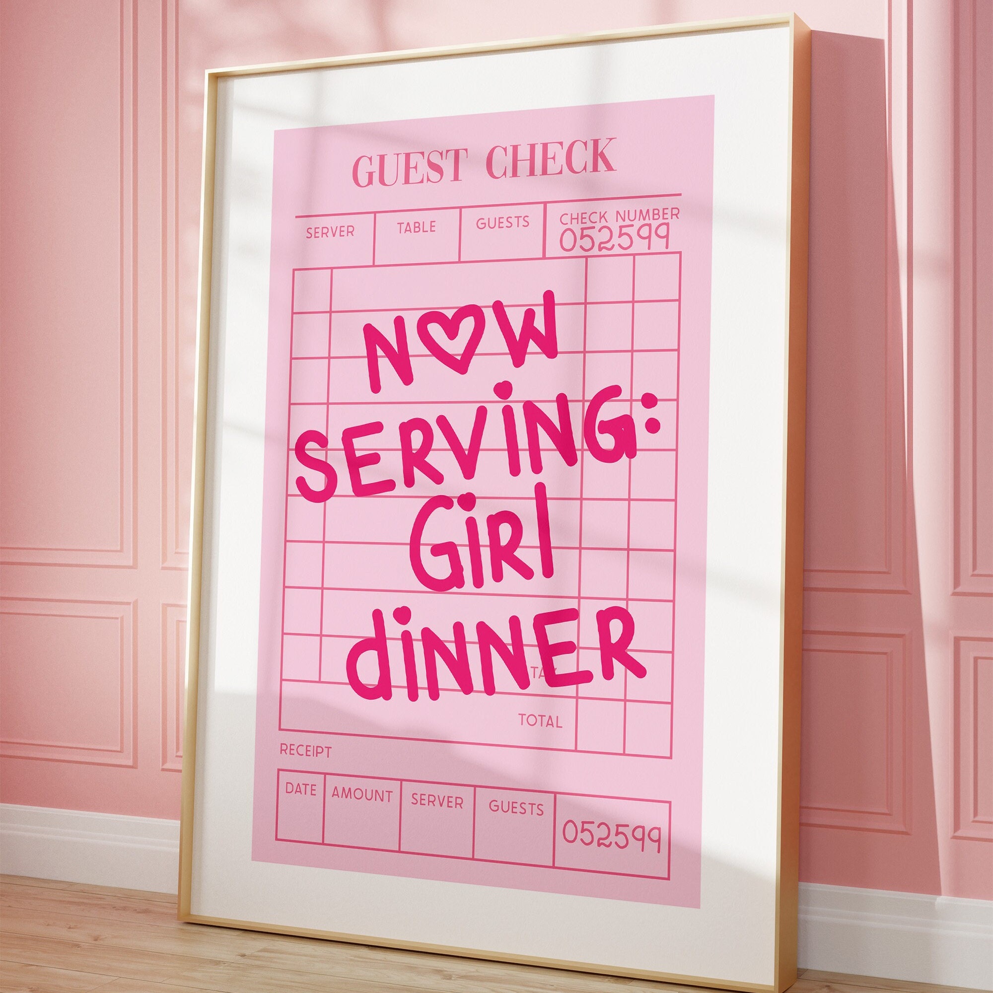 Girl Dinner Print Wall Art Decor Guest Check Print Cocktail Art Bar Cart Wall  Art Guest Check Poster Trendy Art Dinner Print Kitchen Art - Etsy