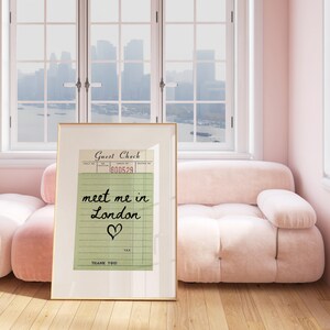 London Guest Check Print Poster Wall Art London England Art Minimalist London Art Heart Art England Print London Wall Art Print Digital image 3