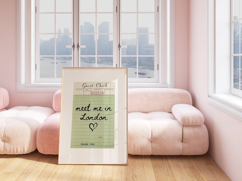 London Guest Check Print Poster Wall Art London England Art Minimalist London Art Heart Art England Print London Wall Art Print Digital image 3
