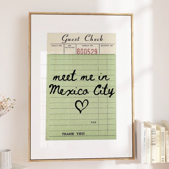 Mexico City Wall Art Travel Print Poster Guest Check Retro Mexico Art Mexico City Print Wall Art Print Mexico Art Print