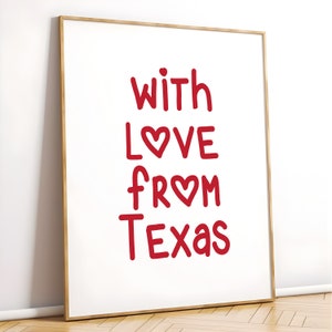 Texas Print Poster Wall Art Texas Art Minimalist Austin Art Heart Art Texas Print Austin Texas Wall Art Print Digital