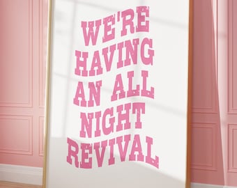All Night Revival Wall Art Trendy Cowgirl Wall Art Cowgirl Coastal Blue Western Inspired Wall Art Trendy College Gallery Wall Art Poster