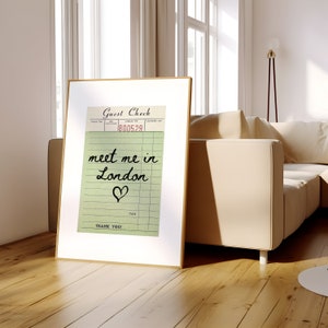 London Guest Check Print Poster Wall Art London England Art Minimalist London Art Heart Art England Print London Wall Art Print Digital image 2