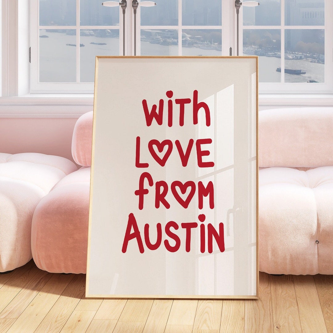 Austin Print Poster Wall Art Austin Texas Art Minimalist Austin Art Heart Art Texas Print Austin
