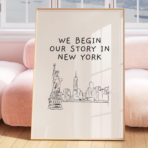 New York Print Poster Wall Art NY New York Art Minimalist NY Art Heart Art New York Print New York Big Apple Wall Art Print Digital Art