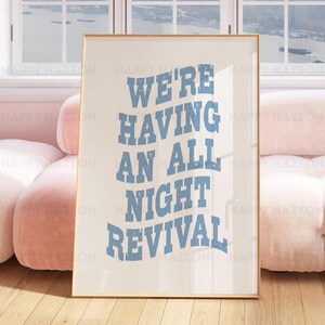 All Night Revival Wall Art Trendy Cowgirl Wall Art Cowgirl Coastal Blue Western Inspired Wall Art Trendy College Gallery Wall Art Poster