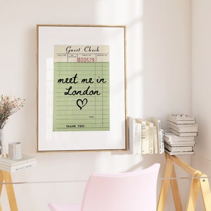 London Guest Check Print Poster Wall Art London England Art Minimalist London Art Heart Art England Print London Wall Art Print Digital image 5