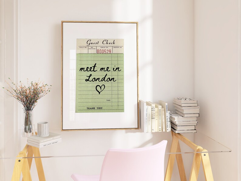 London Guest Check Print Poster Wall Art London England Art Minimalist London Art Heart Art England Print London Wall Art Print Digital image 5