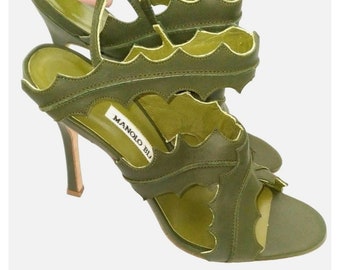 Manolo Blahnik High-Heel Slingbacks Beautiful Green Color ~ Size 7.5 US