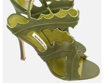 Manolo Blahnik Green Slingbacks, High Heel Shoes (US 7.5)