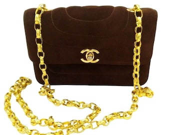 CHANEL 1980s Vintage Authentic Classic 24K Gold Bijoux Chain Crossbody Flap Bag