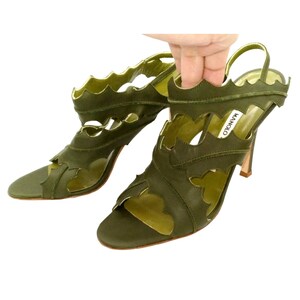 Manolo Blahnik Green Slingbacks, High Heel Shoes (US 7.5) image 4