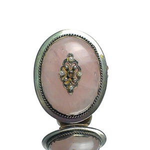Victorian Sterling Silver Rose Quartz Brooch and Pendant Filigree Pearls & Amethyst Crystal