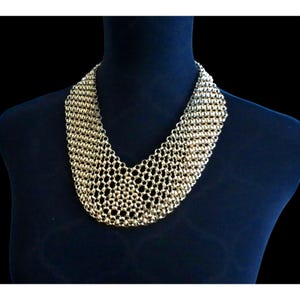 Chicos Gold Tone Mesh Layered Egyptian Style Statement Necklace