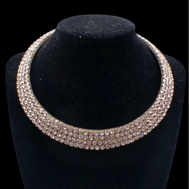 Gold Rhinestone Armor Collar Choker Set