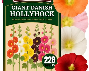 228+ Giant Danish Hollyhock Flower Seeds - Non-GMO Home Garden Flower Perennial