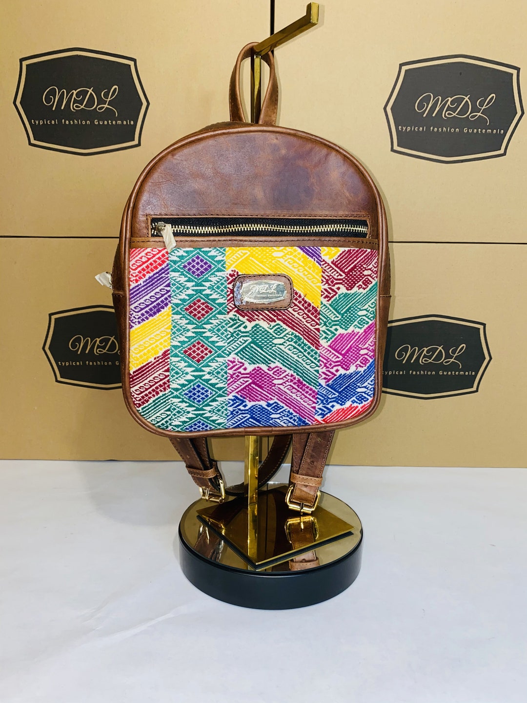 Handmade Leather Huipil Backpack: Boho Travel Bag - Etsy display picture 1