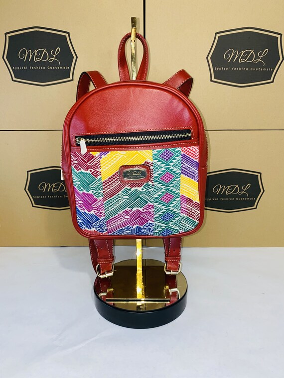 VTG 80\'s Guatemala Huipil Woven Backpack Huipil Volcano Upcycled Boho Handcrafted Traditional Fabric  main image 4