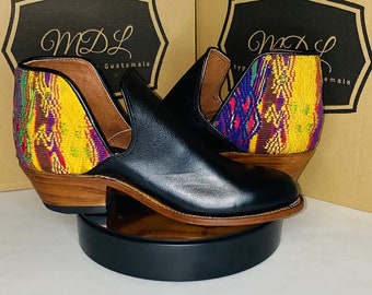 Handmade Leather Booties: Guatemalan Huipil Design, Women's Fashion Shoes