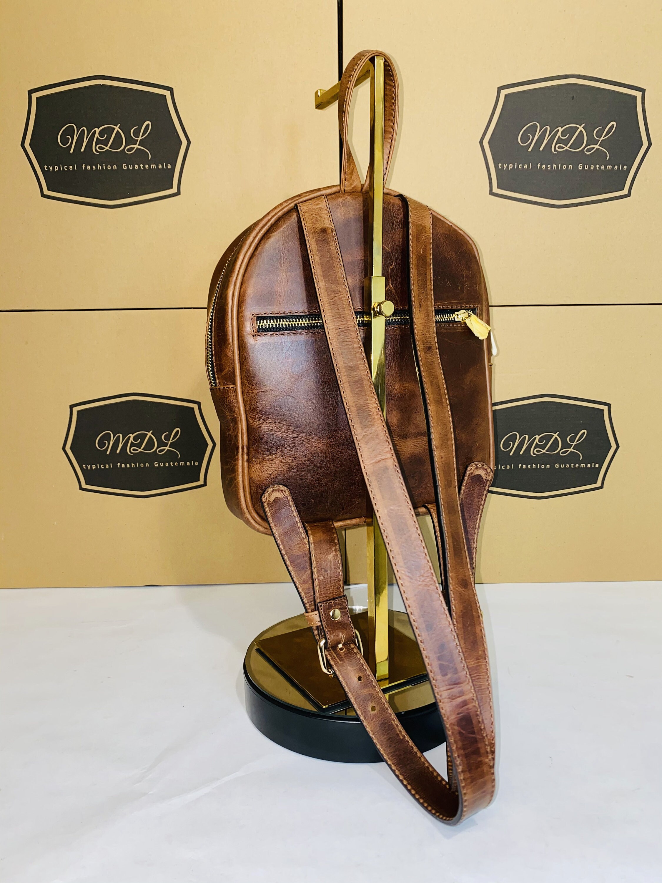 Handmade Leather Backpack With Guatemala Huipil Embroidery 