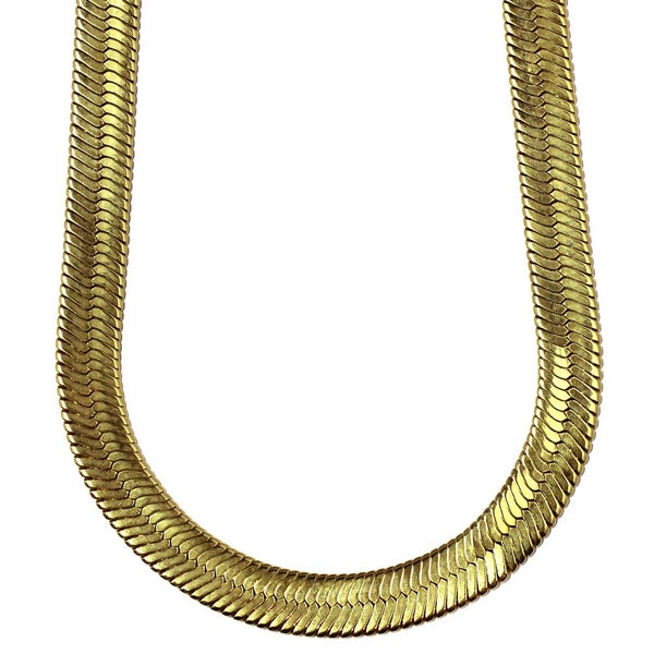 4.3mm Herringbone Chain Necklace - 14K Yellow Gold Plated 925 Sterling Silver - Italy