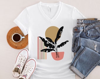 Vneck tshirts unisex botanical, Wildflower shirt, shirts for sister, Botanical shirt, garden gift, plant lover shirt, Vneck Bohemian shirt