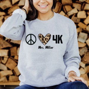 4K teacher sweatshirt, Leopard teacher sweatshirt, Teacher teacher, Kindergarten teacher sweatshirt, 4K teacher shirt, 4K teacher gift