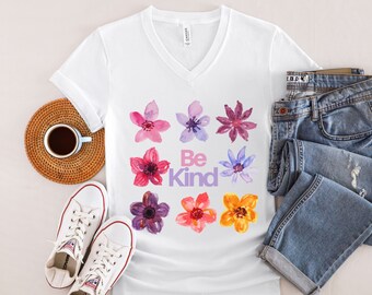 Vneck tshirts unisex botanical, Wildflower shirt, shirts for sister, Botanical shirt, garden gift, plant lover shirt, crazy plant lady shirt