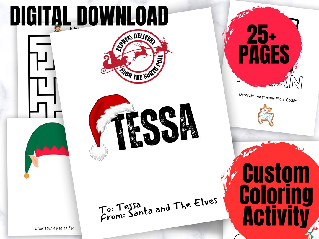 Custom Christmas Coloring Pages for Christmas Activity Bundle ...