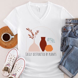 Vneck Tshirts unisex botanisch, Wildblume Shirt, Shirts für Schwester, Botanisches Shirt, Garten Geschenk, Pflanzen liebhaber Shirt, verrückte Pflanze Lady Shirt