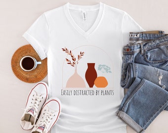 Vneck tshirts unisex botanical, Wildflower shirt, shirts for sister, Botanical shirt, garden gift, plant lover shirt, crazy plant lady shirt