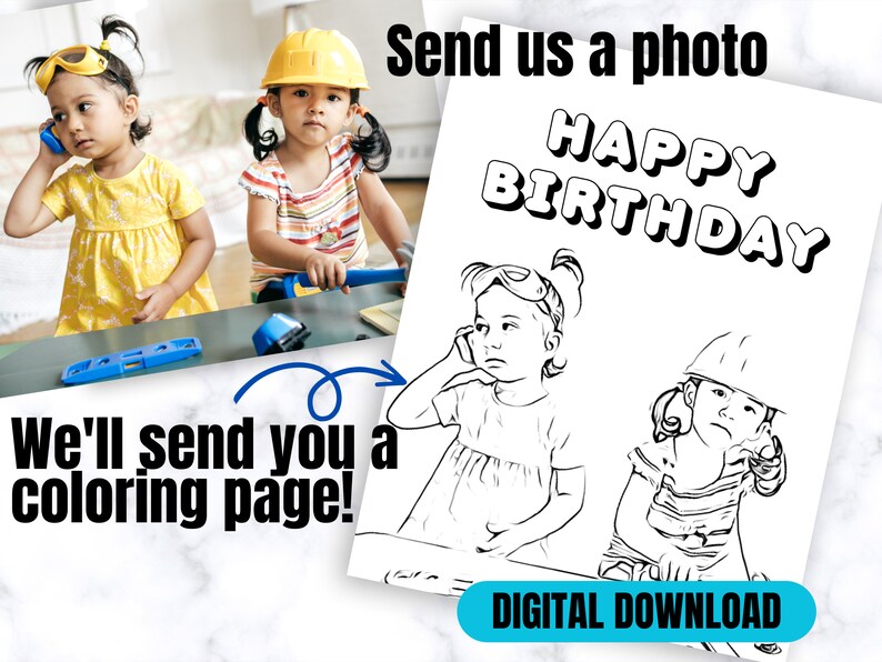 Custom Coloring Page for 6 Year Old Birthday Customized Color Page for ...
