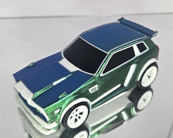 Tri-Color Blue/Green/Purple 1/24 Scale Model Car - Black Trim - Video Game Rocket Car