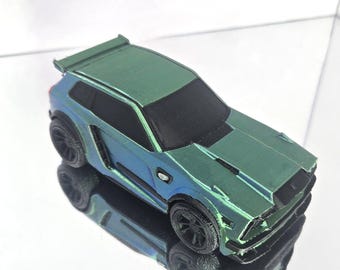 Tri-Color Blue/Green/Purple 1/24 Scale Model Car - Black Trim - Video Game Rocket Car