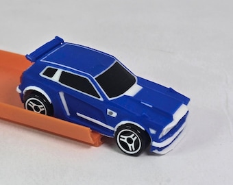Blue 1/64 Scale Model Car - White Trim - Video Game Rocket Car