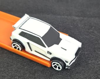 White 1/64 Scale Model Car - Black Trim - Video Game Rocket Car