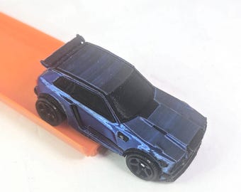 Dual Color Blue Black - 1/64 Scale Model Car - White Trim - Video Game Rocket Car