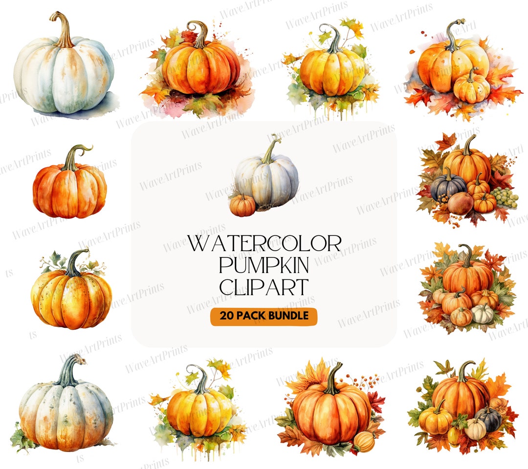 20 Watercolor Pumpkin Clipart Watercolor Pumpkin Autumn - Etsy