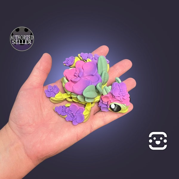 Orchid Flower Turtle - 3D Printed - Articulated / Flexi / Fidget / Toy