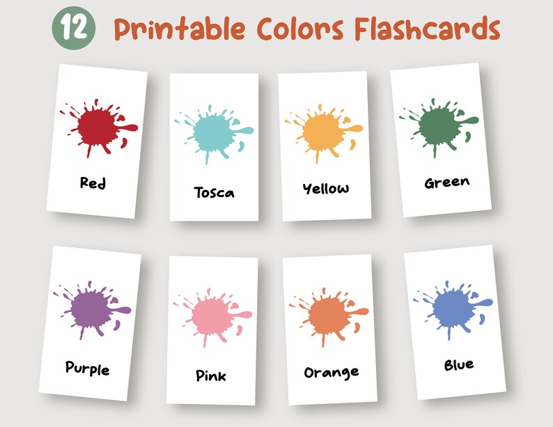 Colors Flashcards Printable Color Flash Cards for Toodlers - Etsy