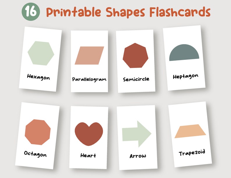 Shapes Flashcards Printable Shapes Flash Cards for Toodlers - Etsy