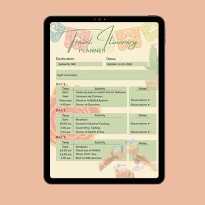 Customizable desert style travel template itinerary