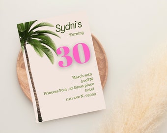 Tropical 30th Birthday invitation