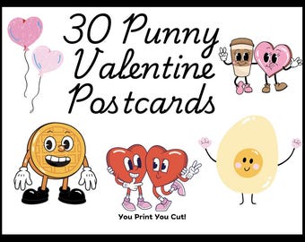 Punny Valentine's Day Postcards – Set of 30 Printable Classroom Cards