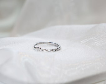 Tiny Love Heart Stacking Ring, Dainty Minimalist boho delicate Jewellery, S925 Sterling Silver Ring ,Adjustable Ring,Gift for Her